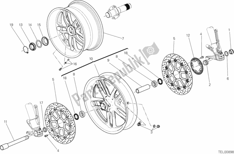 Todas as partes de Rodas do Ducati Diavel Titanium USA 1200 2015